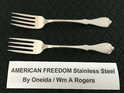 Lot of 2 American Freedom Oneida Wm A Rogers Stainless Salad Fork See Descrip