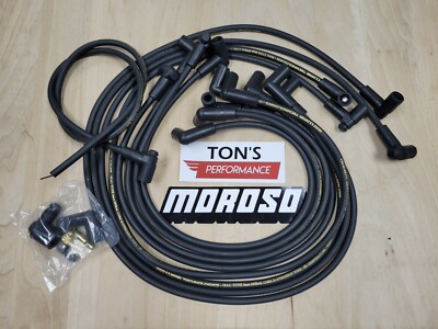 Moroso Spark Plug Wire Set 9867M; Mag-Tune Race 8.0mm Black 90¡ for Chevy SBC