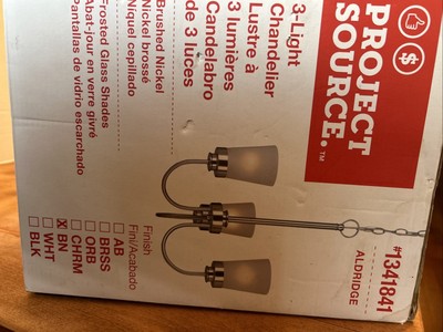 Project Source Aldridge 3 Light Chandelier In Brushed Nickel New In Box
