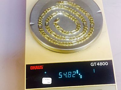 Pre-owned Nova 14kt Solid Gold Figaro Link Men's Necklace 22" 8 Mm 53 Grams In No Stone