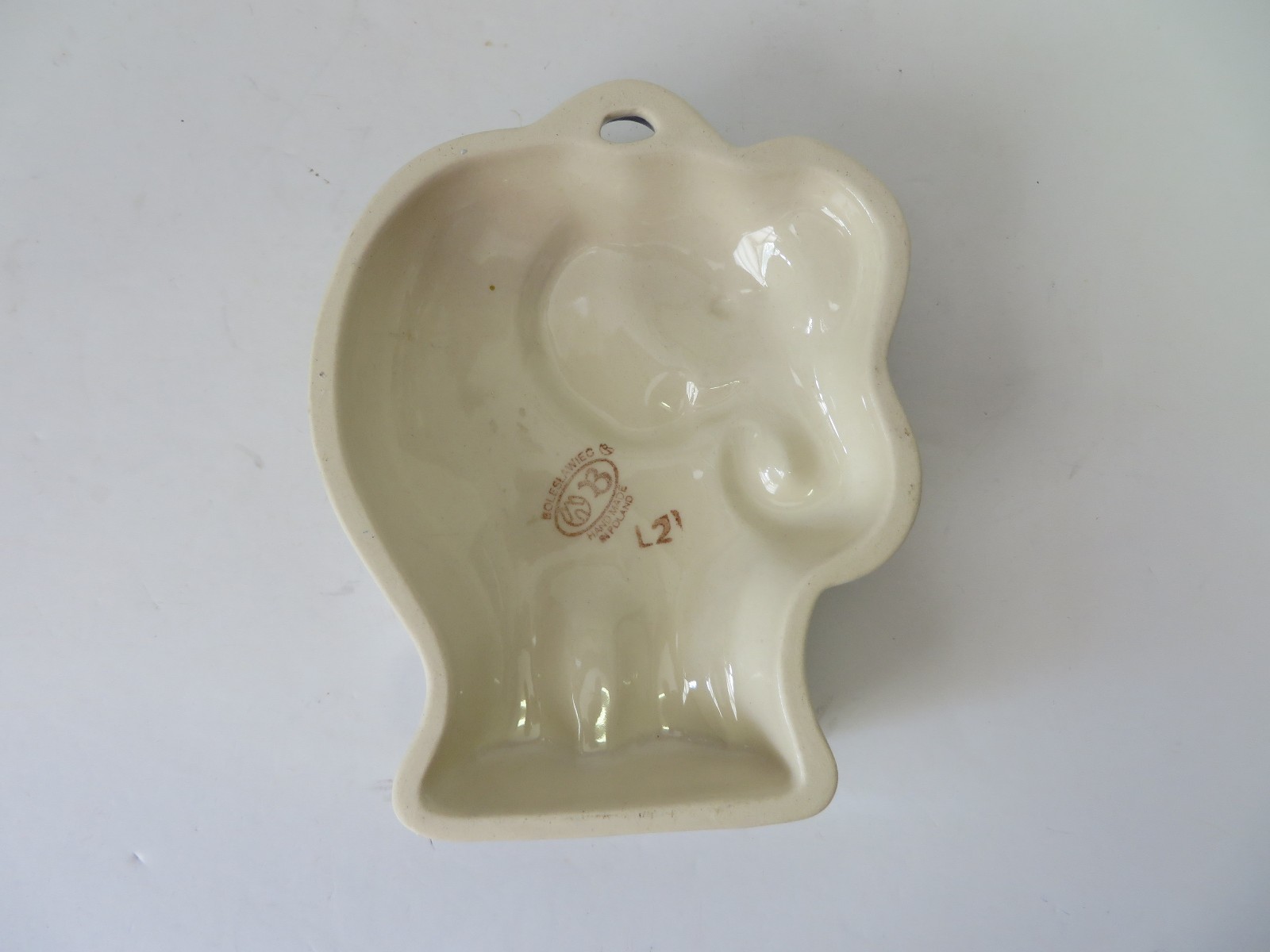 Vintage Boleslawiec Pottery Elephant L2 Blue White Brown 6