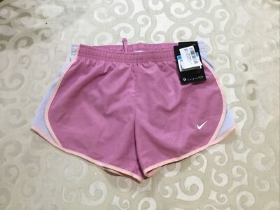 Nike Girls Lined Running Shorts Standard Fit Dri-Fit Tempo, pink, size 10-12 NWT