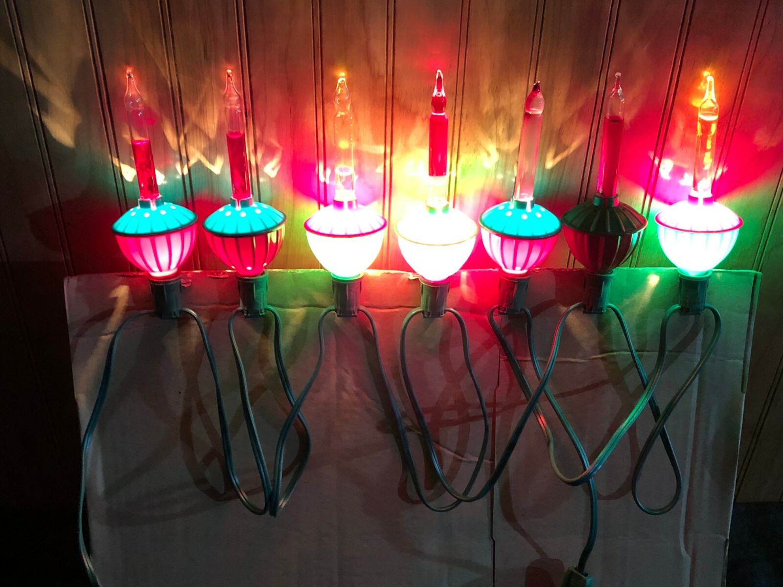 Vintage Bubble LIGHTS Christmas Holiday 7 Bulb String Read Noma Old Rare #11