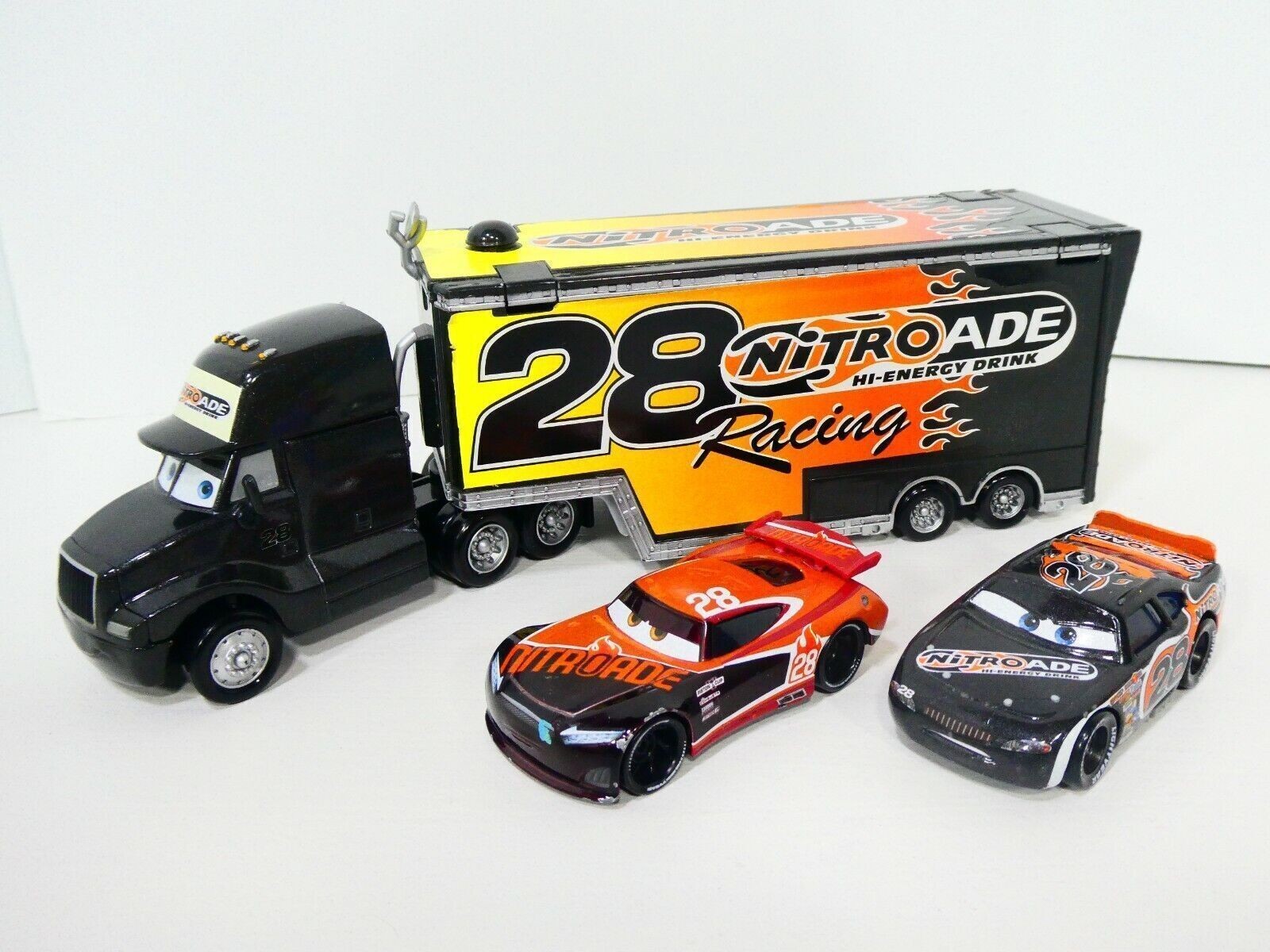 Disney Pixar Cars Nitroade #28 Hauler Transporter Truck Crew Lot