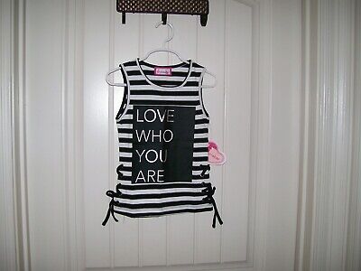 DREAM STAR LITTLE GIRLS RIVER BLACK STRIPE TANK TOP WITH LACING AT SIDES SIZE 5