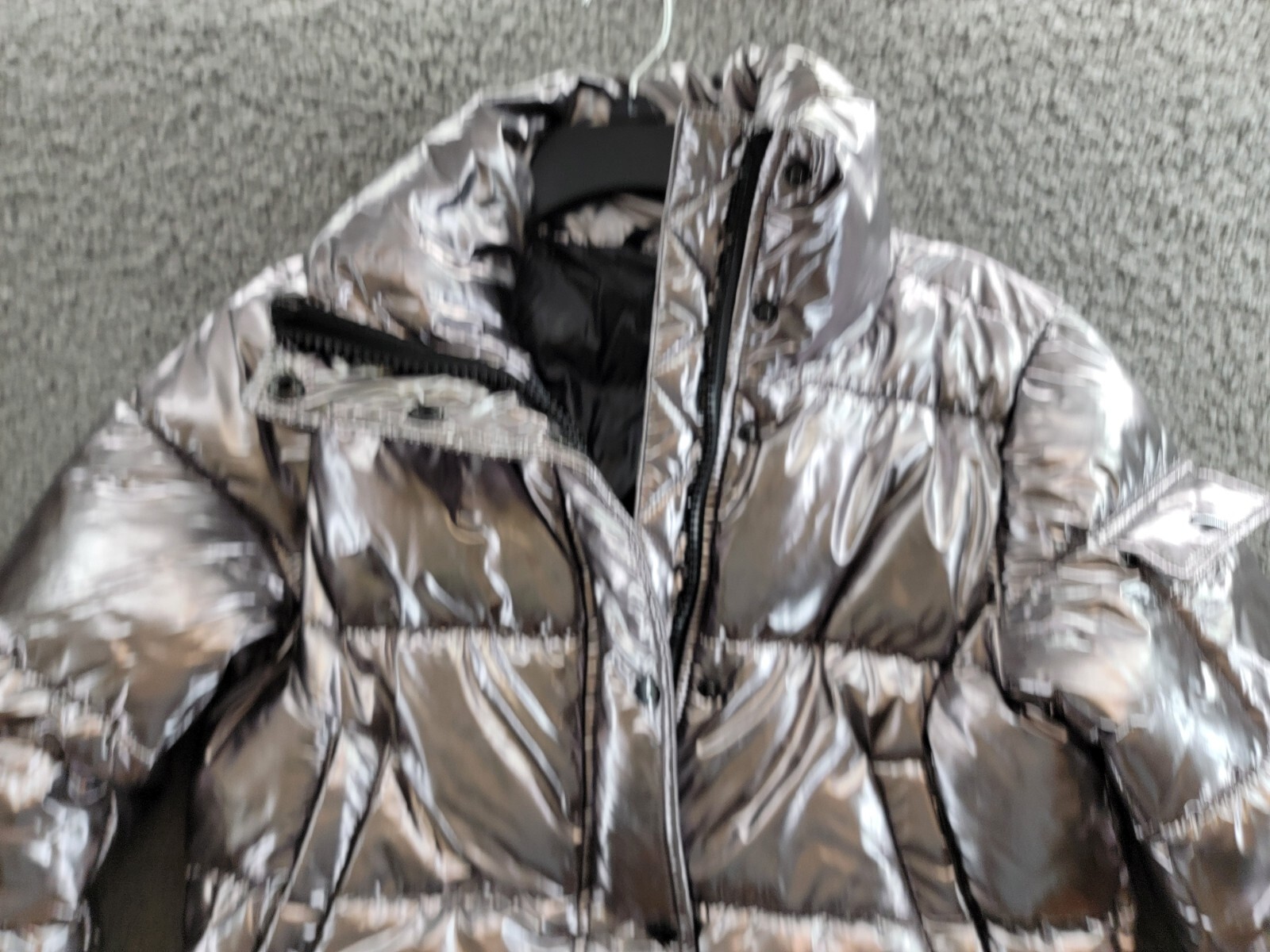 AQUA Metallic Puffer Coat Women's XS Metal Quilted Side Pockets Snap Zip Closure - Picture 3 of 17