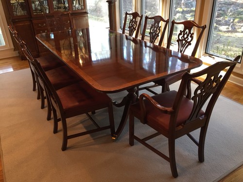 Hickory White Whitehall II Formal Dining Room Suite with Breakfront Walnut
