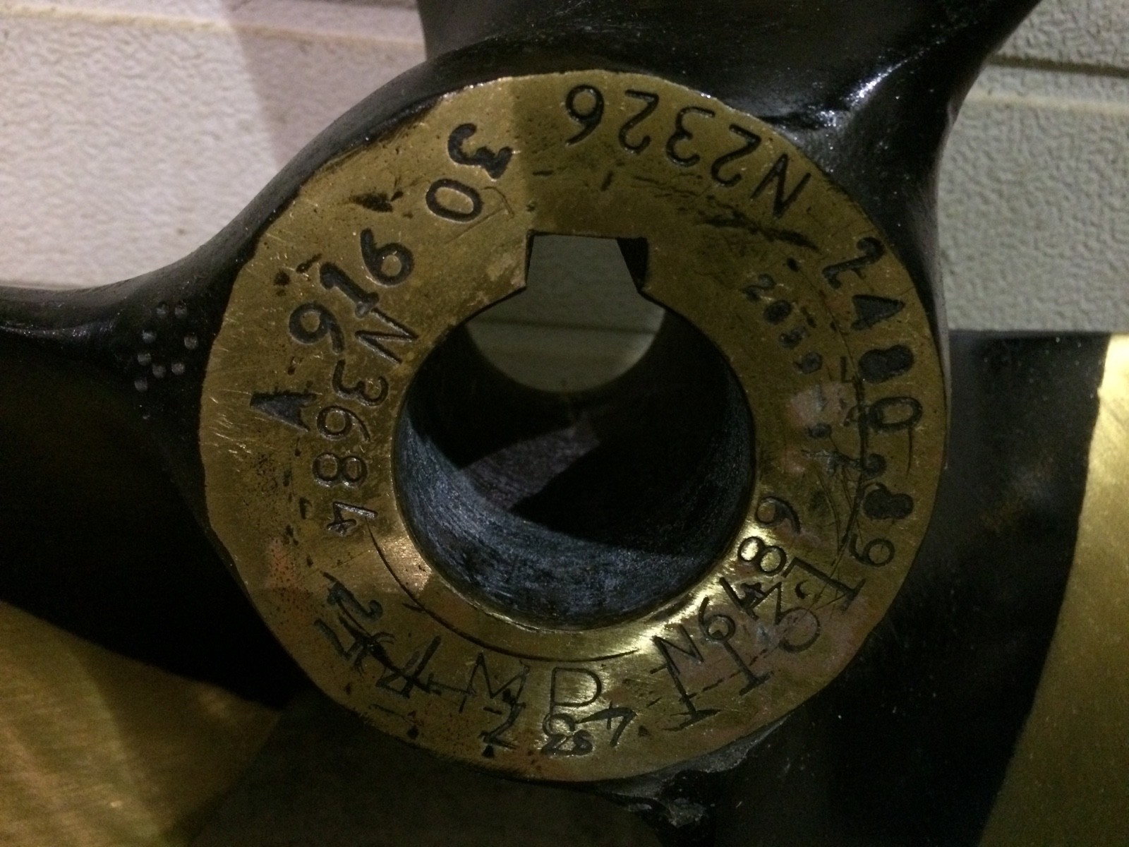 Very nice 30'' diameter, left hand, 3 blade, 27 deg. bronze marine propeller