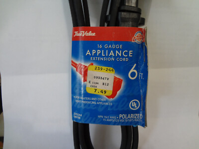 True Value 6 ft. 16 Gauge Appliance Extension Cord - Black