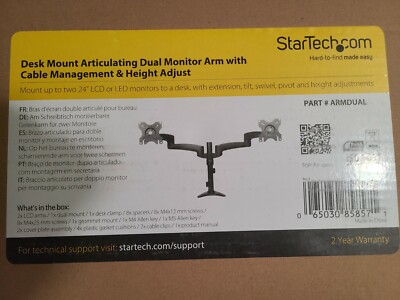 Desk mounting articulating dual monitor arm with cable management 