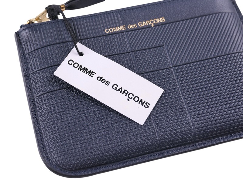 NEW COMME des GARCONS Navy Blue Leather Zip Pouch Coin Wallet | eBay