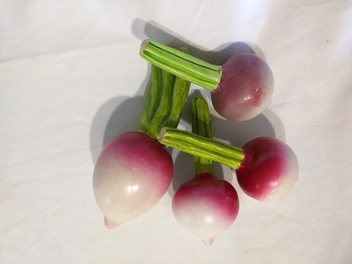 Set of 4 Vintage Faux Radishes Heavy Realistic Kitschy Resin? Clay Polymer? Cute