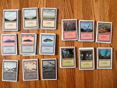 Complete basic land set - Magic the Gathering Revised edition 1994, LP - NM