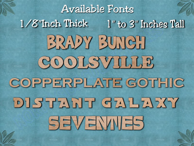 1/8'' Thick Wood Letters 1'' to 3'' Tall! Standard Alphabet & Numbers or Customize!
