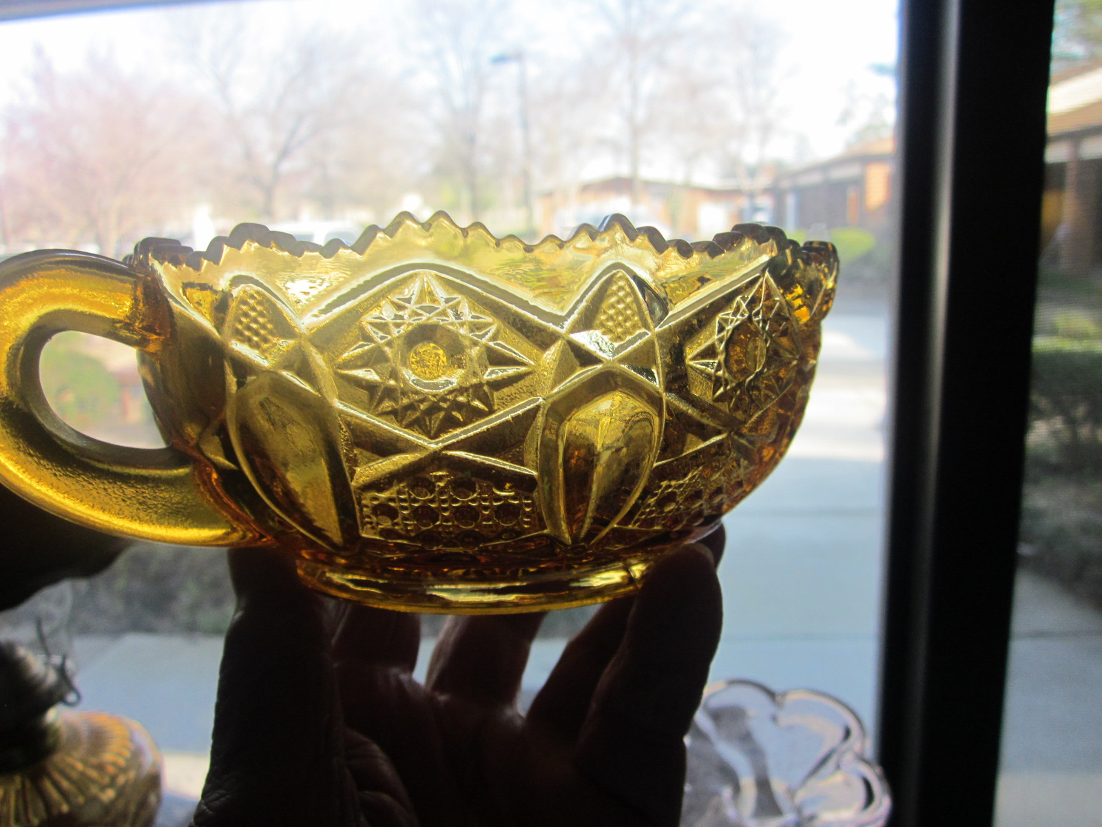 Kemple Amber Candle Bowl With Finger Loop