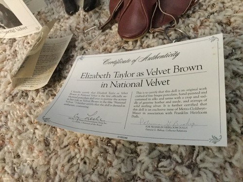 Franklin Mint Doll Elizabeth Taylor as Velvet Brown in National Velvet W/cert.