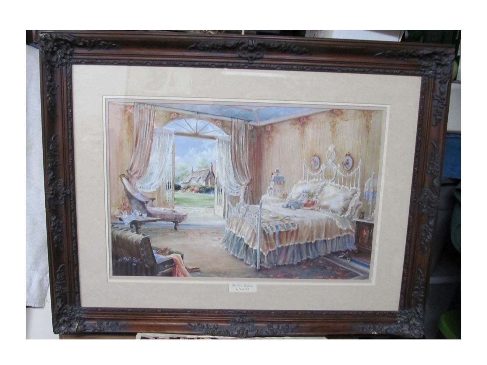 Marty Bell『Rose Bower Cottage』限定品・証明書付き Marty Bell Lithograph Signed and Numbered A Rose Bedroom