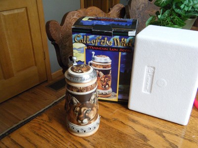 Vintage Rare Collectable BEER STIEN - Call of the Wild - Mountain Lion Org. Box
