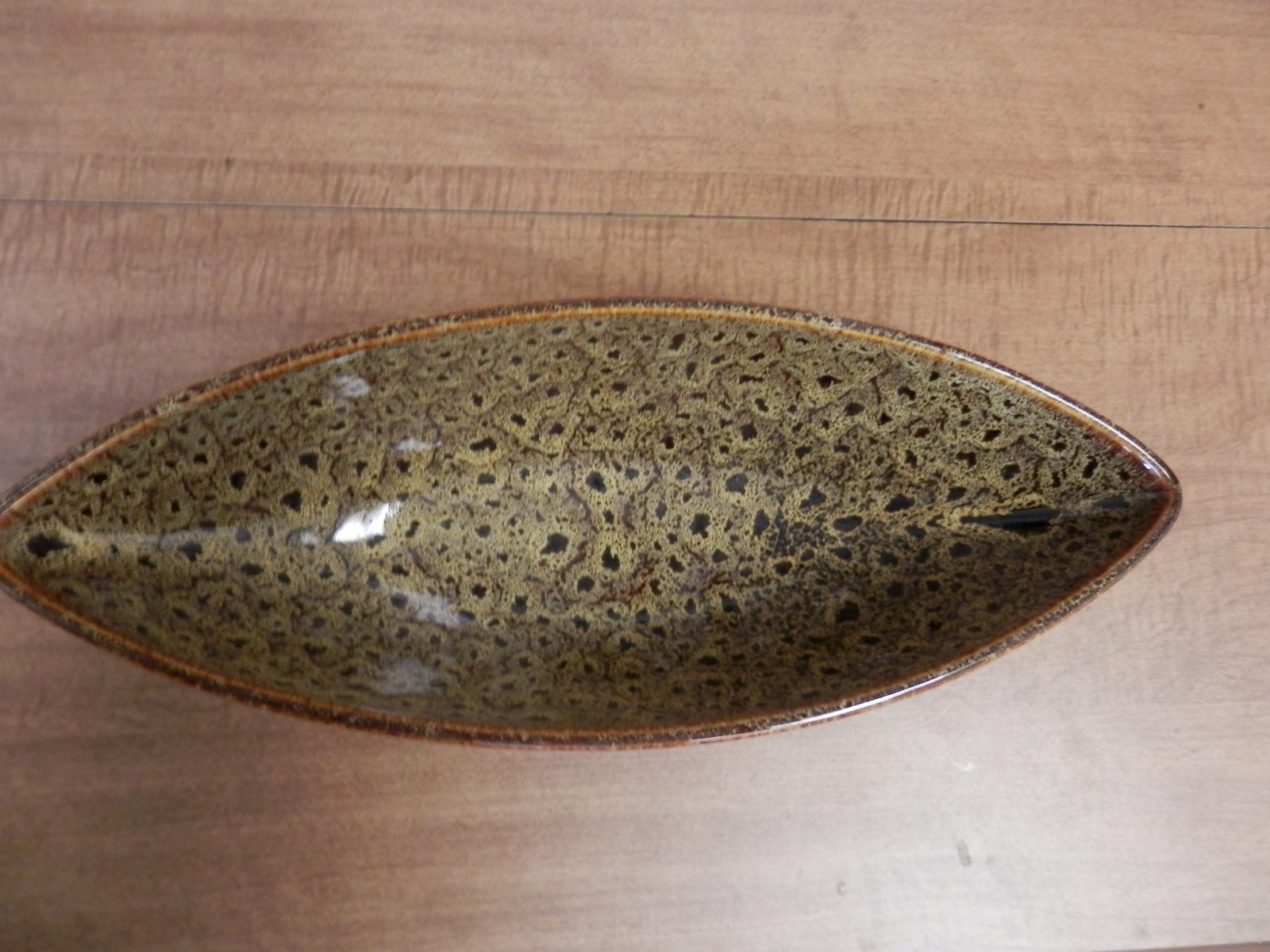 Elegant Expressions by Hosley Decorative Oval Ceramic Bowl Peacock-Feather Patte