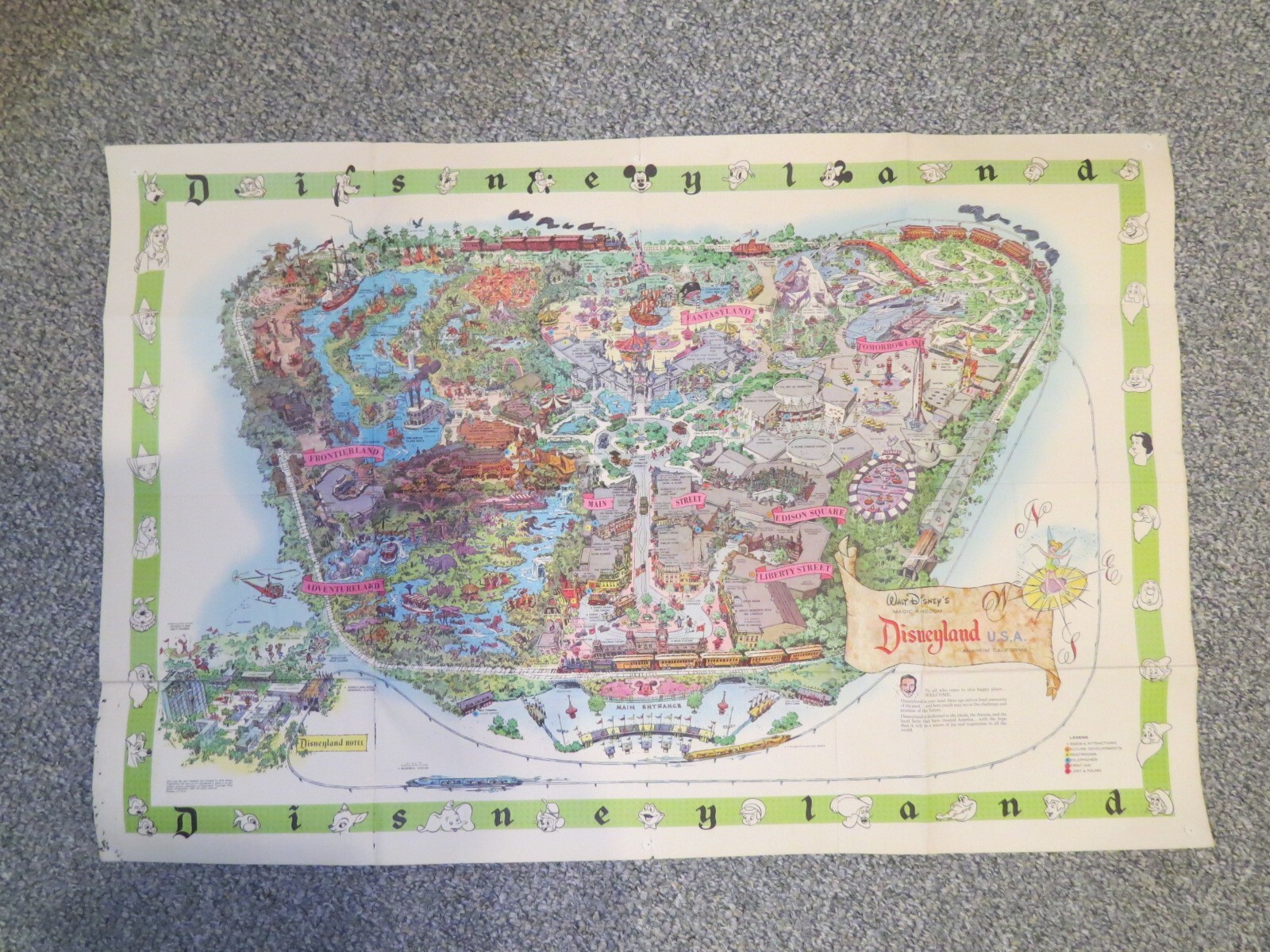Vintage 1964-B Disneyland Souvenir Map Wall Poster Sam McKim