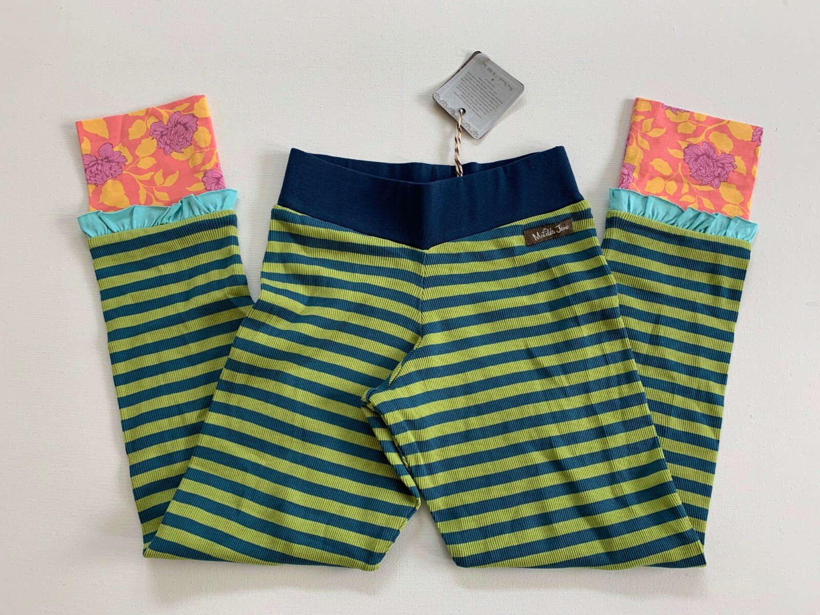 Matilda Jane Secret Fields Hudson Ribbed Leggings Ruffles Pants Size 10 - NEW