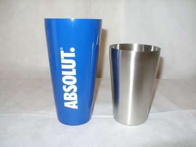 Absolut Vodka - Promo 7'' Stainless Steel Tin/Tin Barware Cocktail Shaker - BLUE