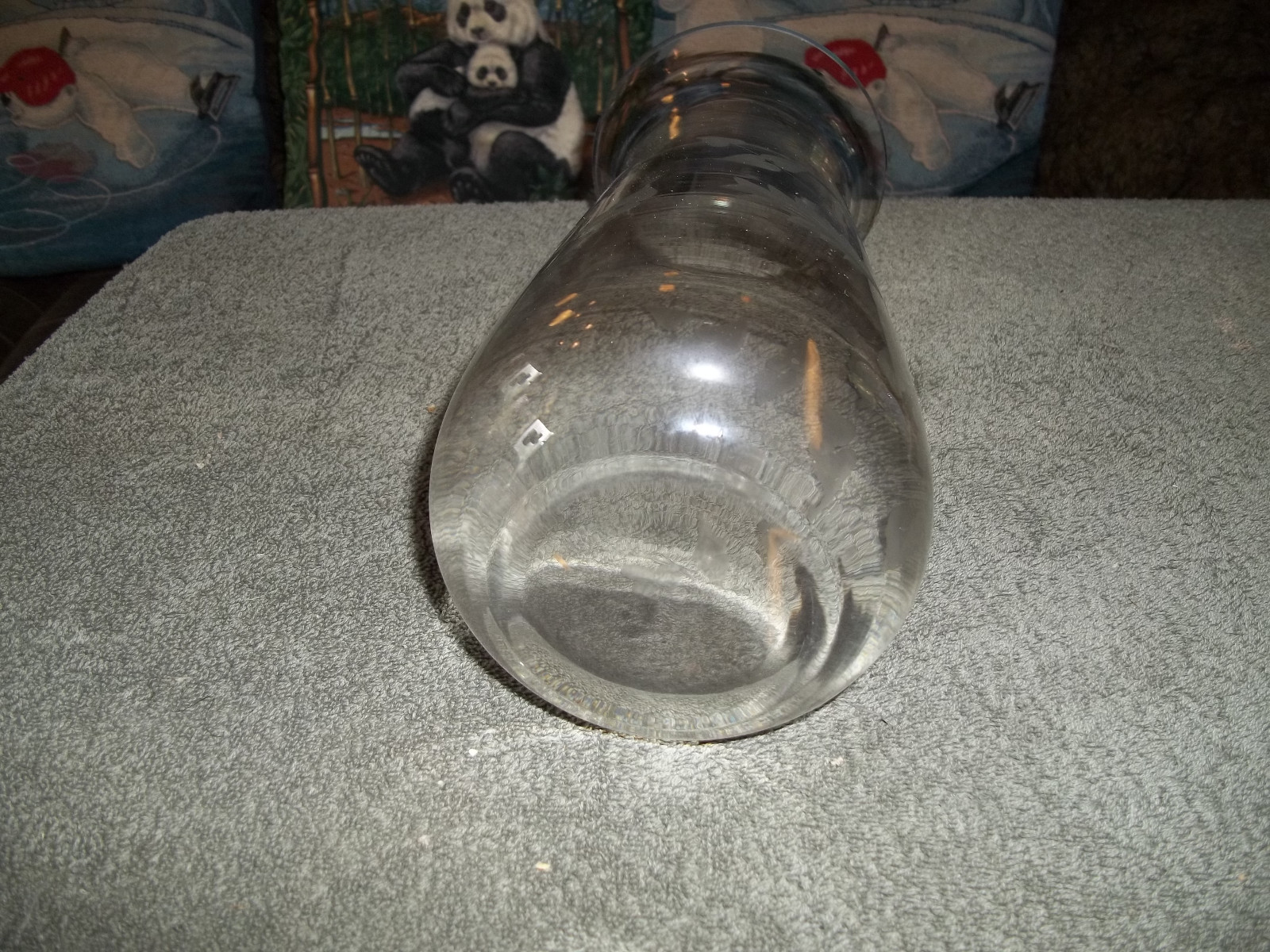 Vintage Large Cut Etched Glass Vase - 11