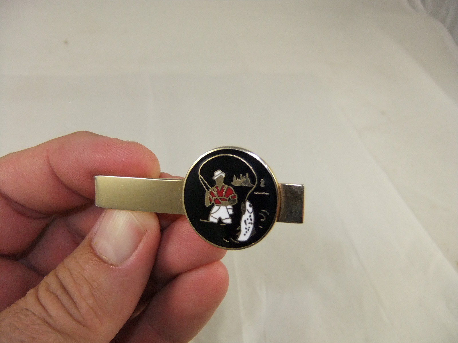 Vintage Jewelry SWANK Enamel Fly Fishing Tie Clip