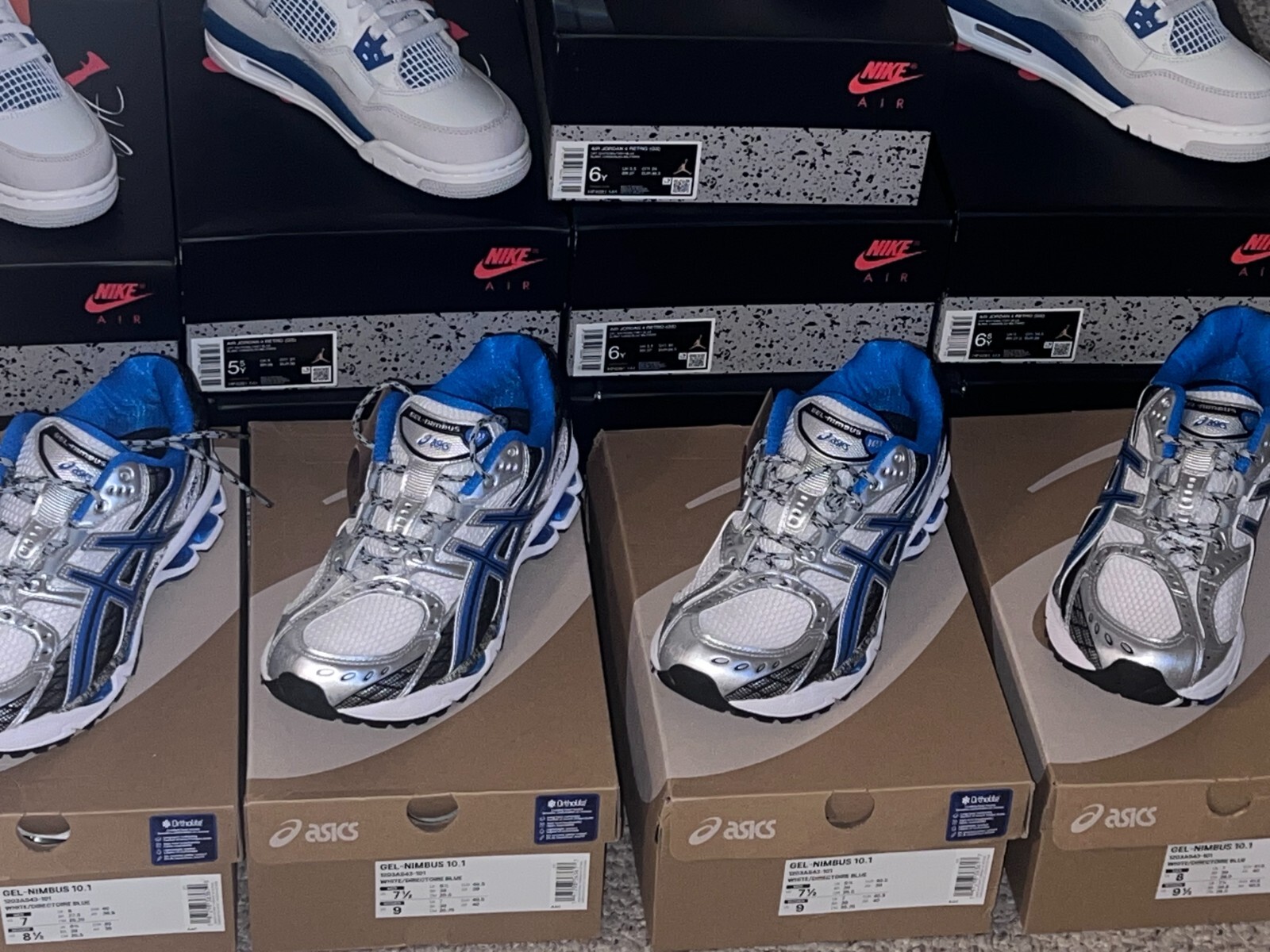 Pre-owned Asics Size 8 -  Gel Nimbus 10.1 White Directoire Blue