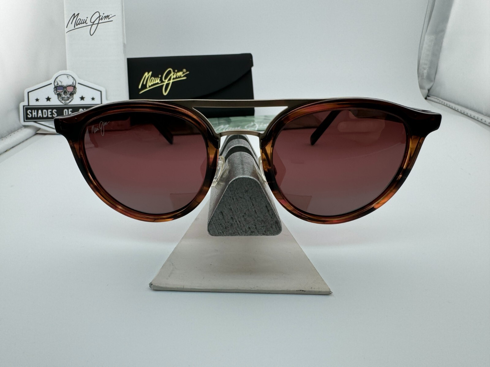 Pre-owned Maui Jim Sunny Days Mj 529-19c Espresso Smoke Maui Rose Red Polarized Sunglasses In Pink