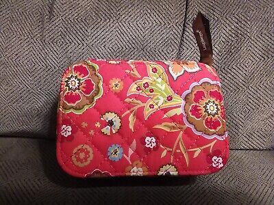 Longaberger Quilted Pink Floral Cosmetic Accessory Bag Case Zippered NEW 