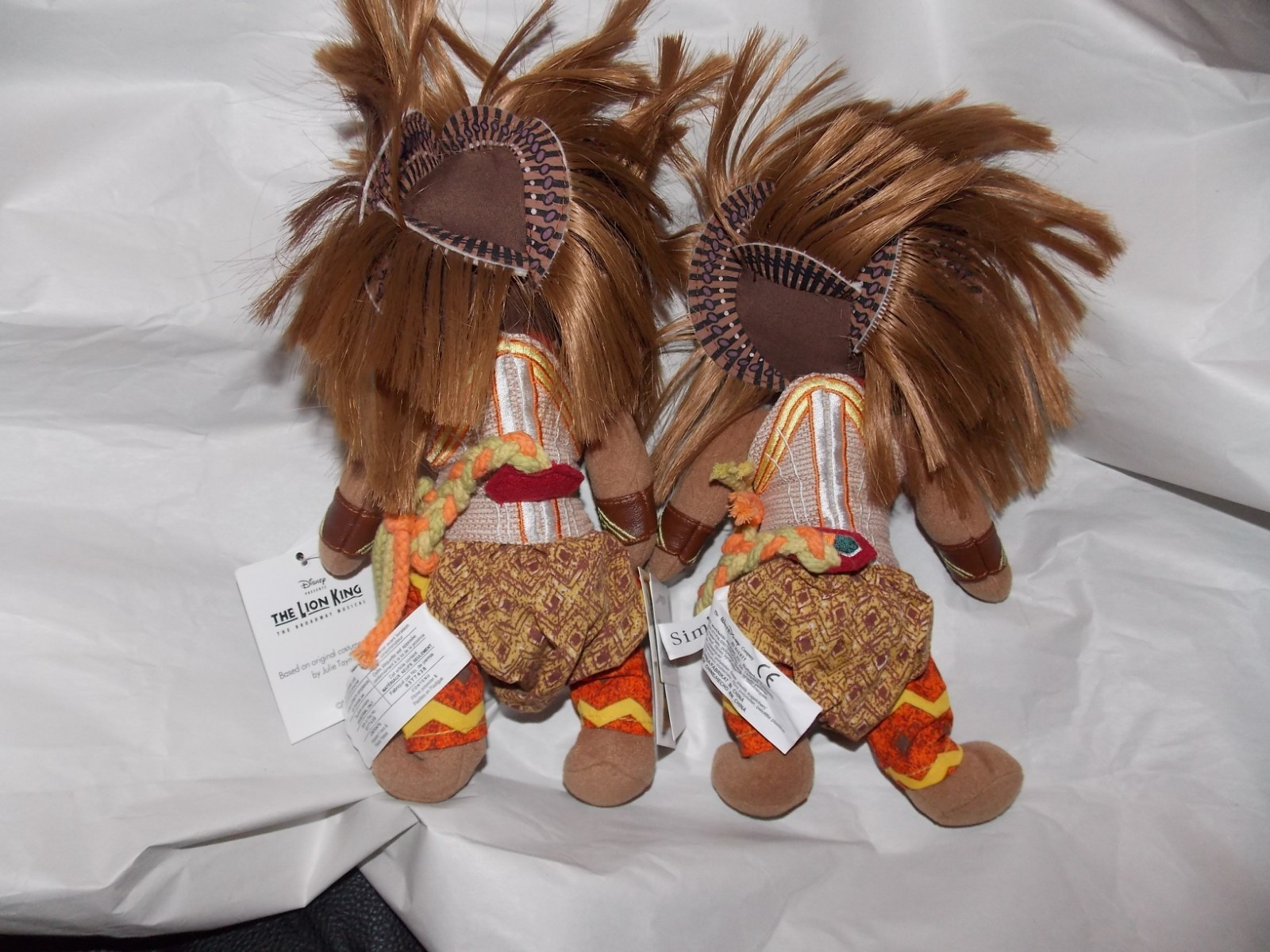 2 DISNEY The Lion King Simba Broadway Musical  Plush Bean Bag Doll NWT