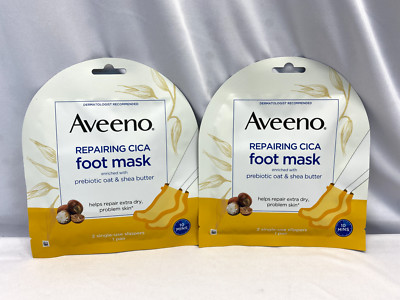 Aveeno Repairing CICA Foot Mask with Prebiotic Oat and Shea Butter, 2 pack
