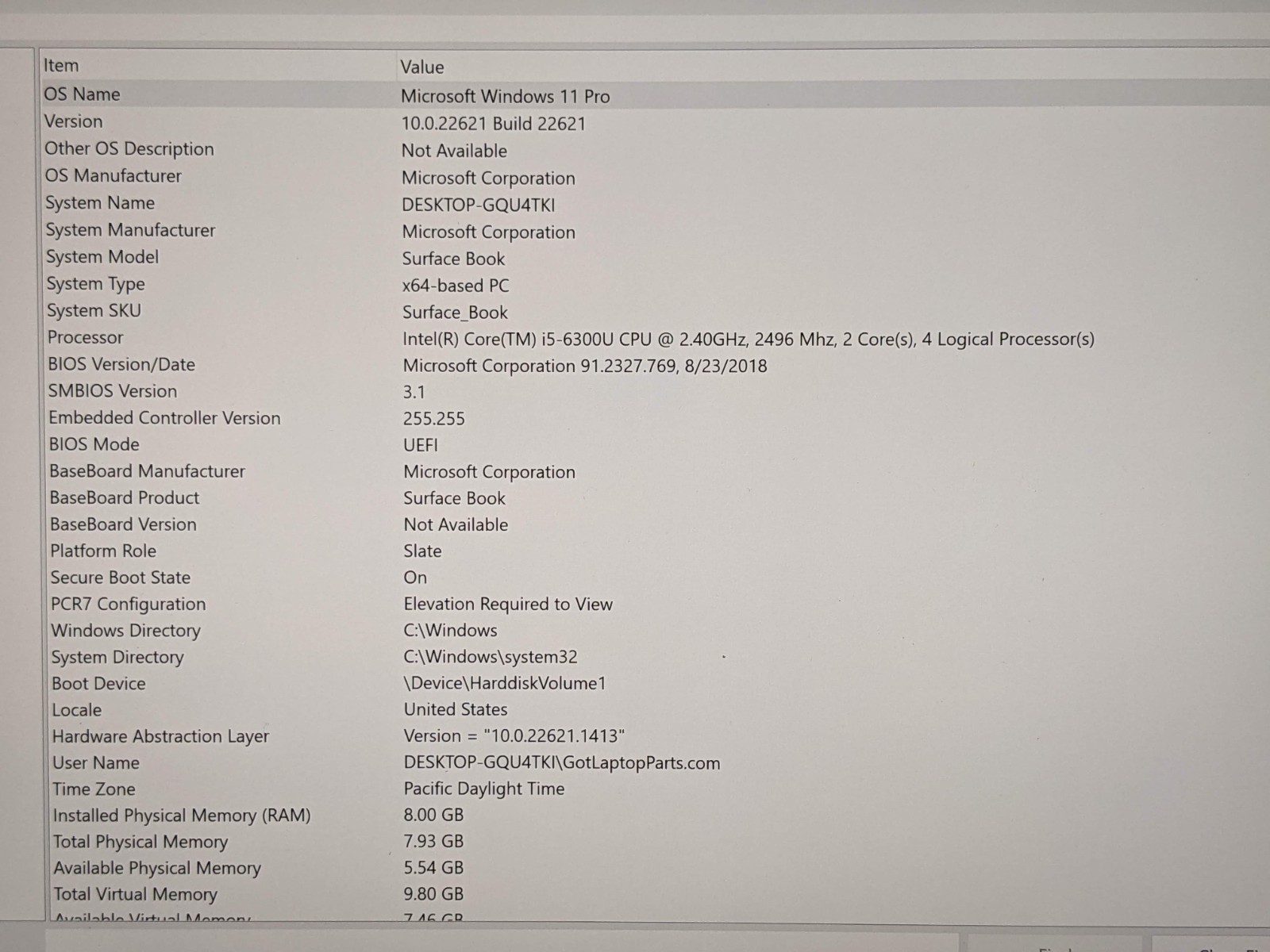 Microsoft Surface Book 13.5" Touch i5-6300U 2.4GHz 8GB 128GB SSD Win 11 Pro - Thumbnail 14