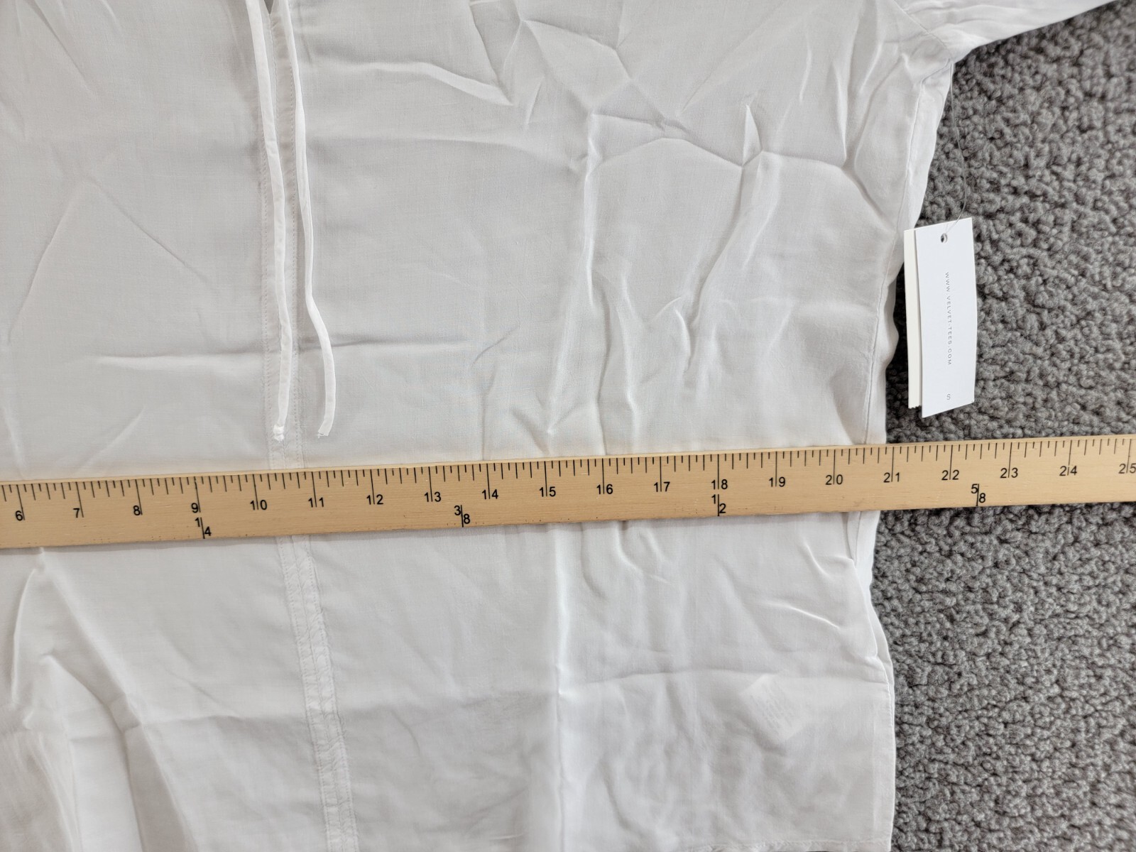 Velvet by Graham & Spencer Samantha Split Neck Blouse Women's S White Pullover - Picture 7 of 16