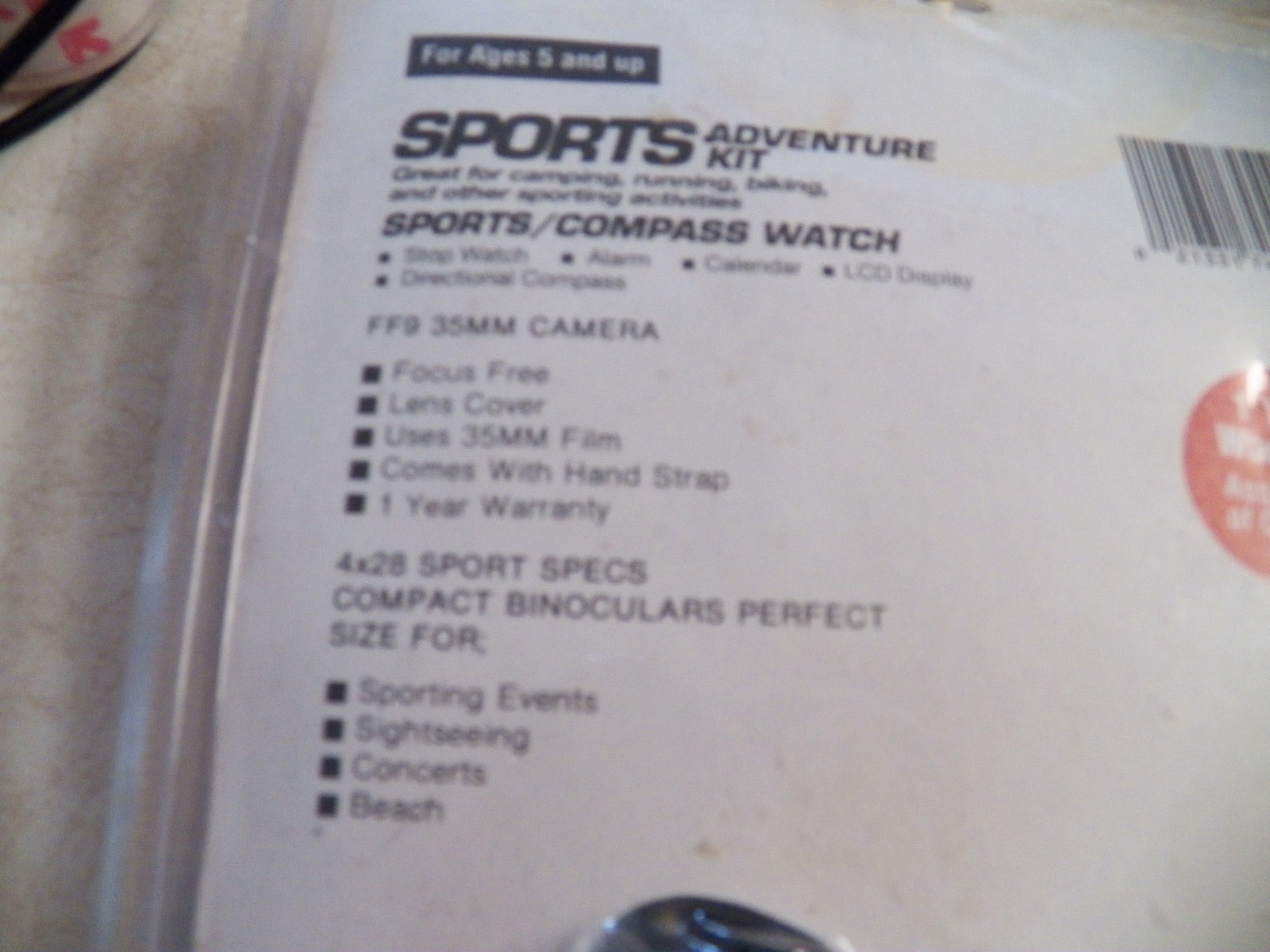 SAKAR SPORTS ADVENTURE KIT BLACK 4X28 Binoculars-35 MM Camera & COMPASS/Watch