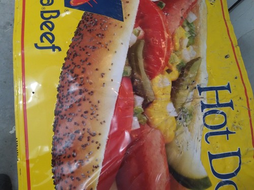 Vintage 1991 VIENNA BEEF CHICAGO HOT DOGS Metal Sign Embossed approx. 23 x 35”