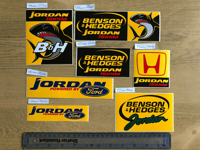 Jordan Honda Ford Benson & Hedges Formula 1 Sticker collection x7 Decal