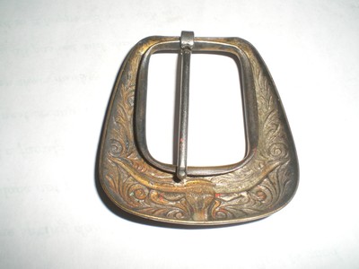 VINTAGE brass Metal Western Longhorn Steer Belt Buckle small Texas child youth