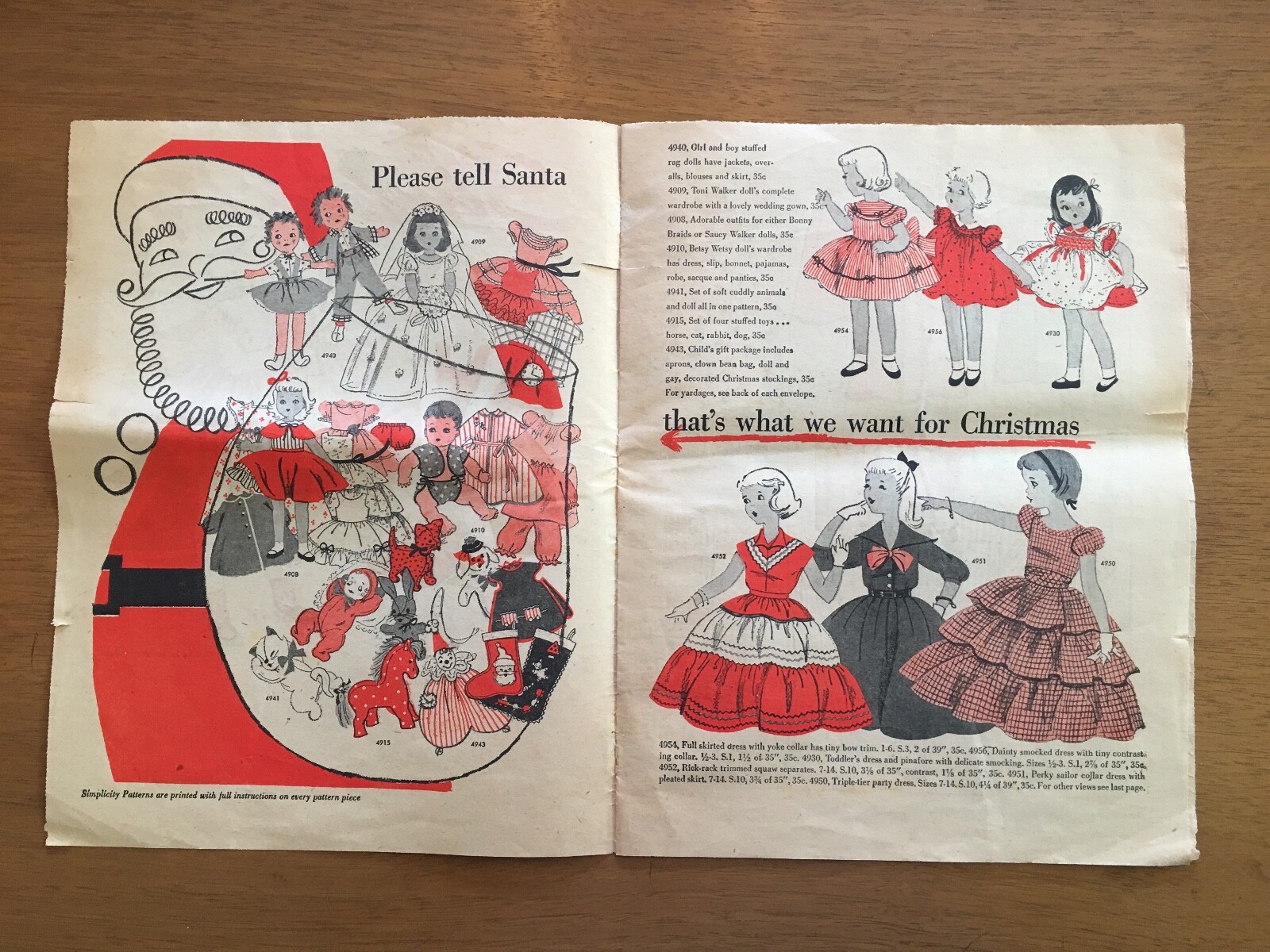 1950s vintage Simplicity fashion preview sewing pattern store flyer ad Dec. 1954