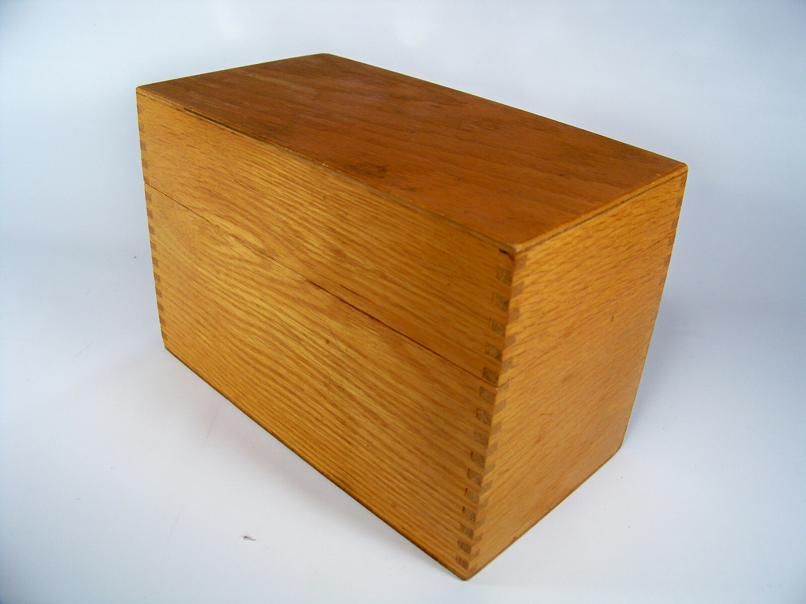 Hedges 458 Card File Recipe Light Oak Wood Vintage Oversized Box Dovetail