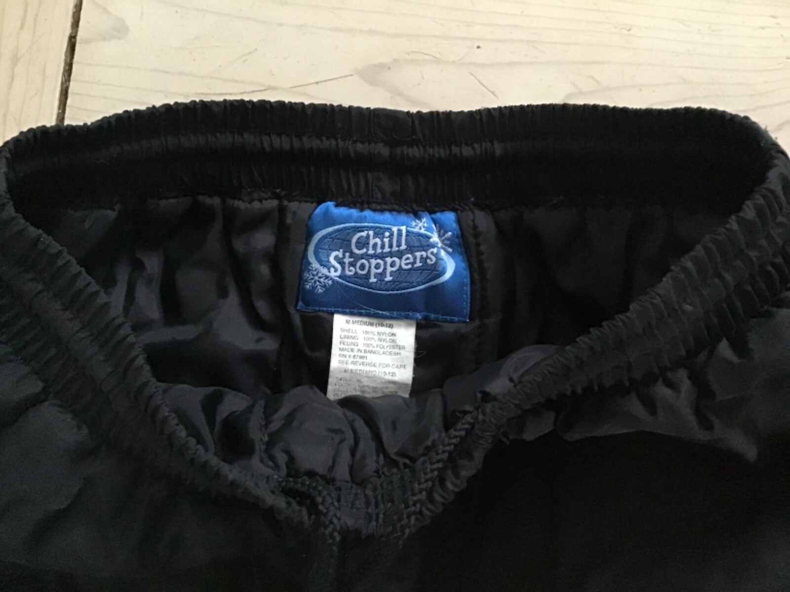 CHILL STOPPERS YOUTH BOYS GIRLS SNOW SKI WINTER PANTS INSULATED BLACK SZ 10-12