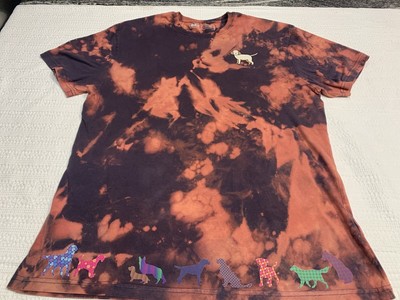 BKE Woman s T-Shirt Size 2XL Hand Dyed Repurposed Dogs Dog Mom Navy Pink Clouds