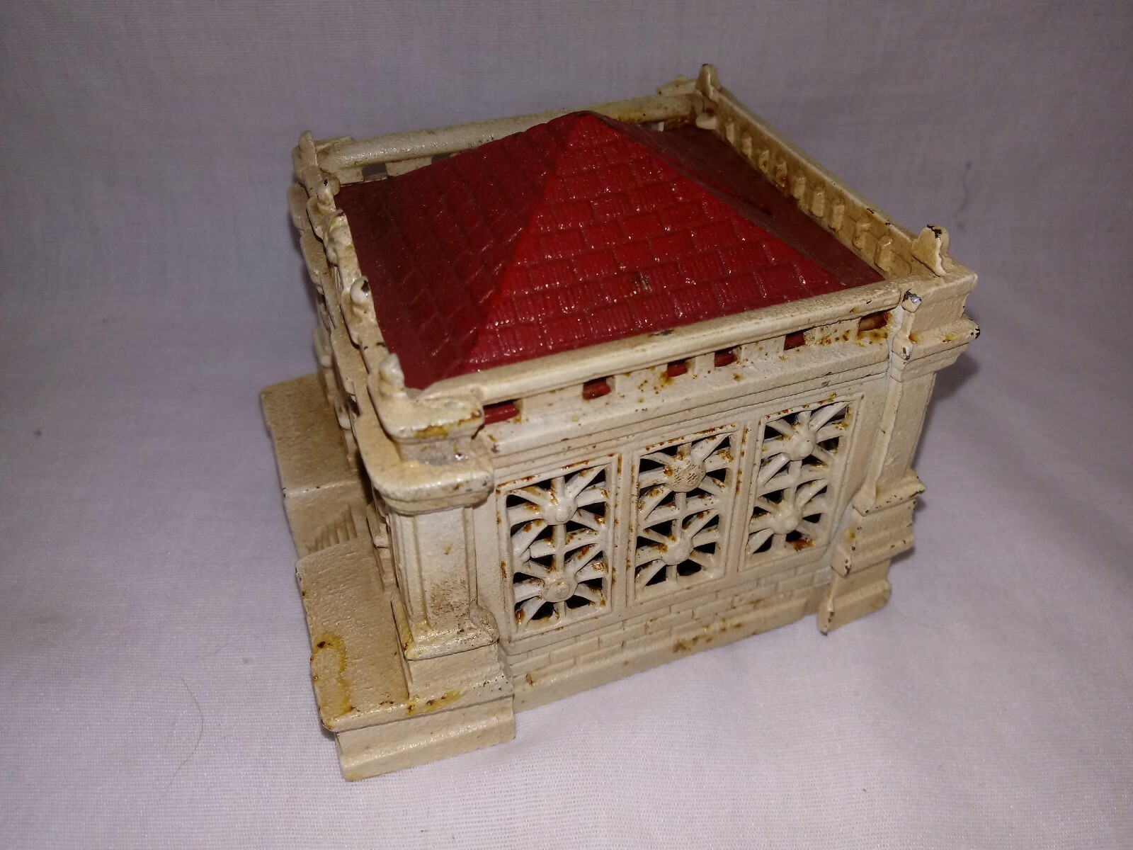 1920s cast iron ORNATE BANK BUILDING Penny Bank ~~VERY NICE ORIGINAL CONDITION~~