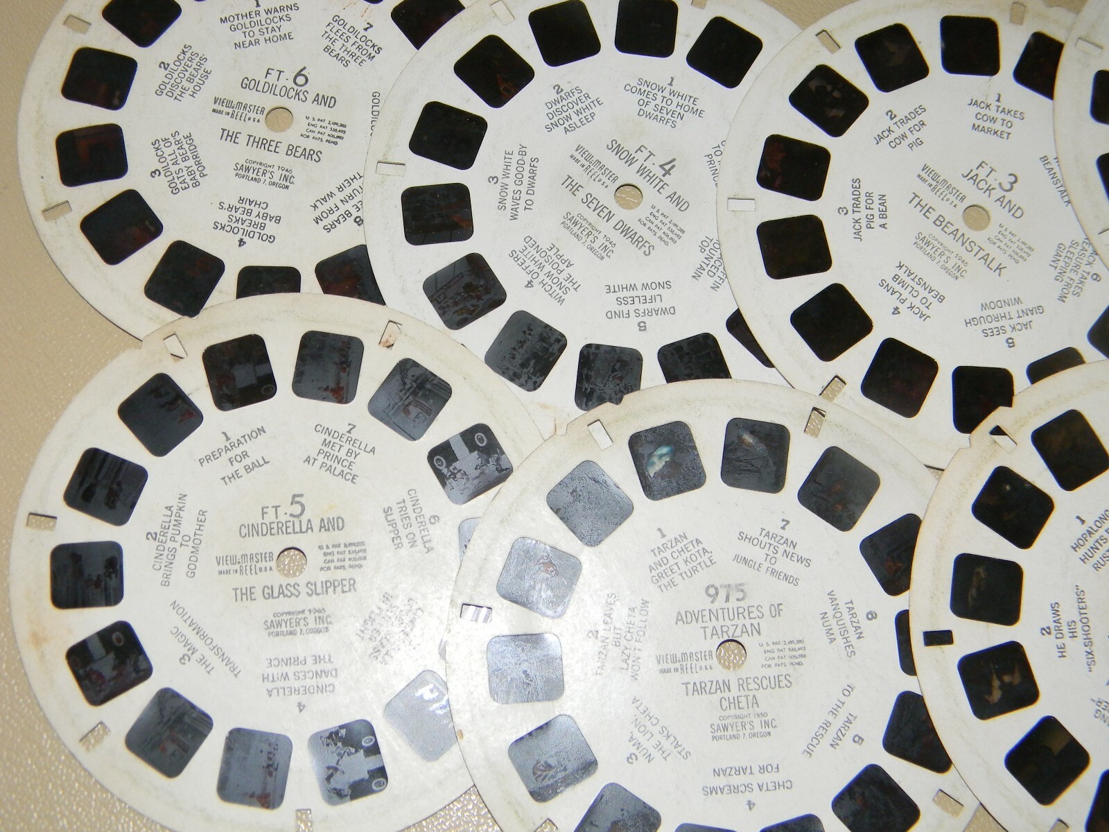 VTG SAWYERS VIEW MASTER METAL VIEWER & REELS LOT HOPALONG CASSIDY SAMBO TARZAN