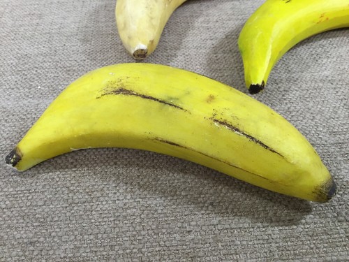 6 RARE Antique Vintage Italian Alabaster Stone Fruit Carved Big Bananas Real