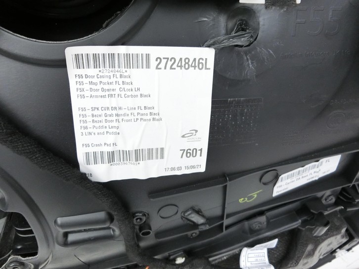 Mini Cooper S F55 LCI 18-21 Türverkleidung Türpappe Links Vorne Leder LEATHERETTE/E1 CARBON BLACK K9E1 Mini Cooper... Vorschau 6