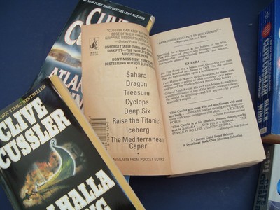 Clive Cussler eight paperback adventure book lot  Atlantis found  black wind