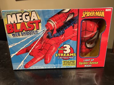 VINTAGE Spider-Man Mega Blast Web Shooter + Mask, Fluid BNIB (TOY BIZ 2005)