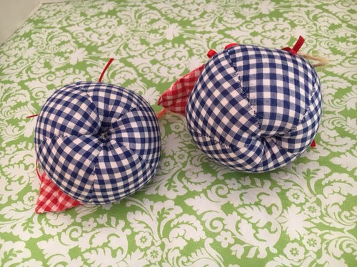 Gingham Fabric Apples Set Of 2
